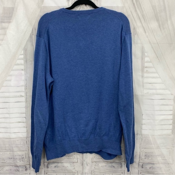 Polo Ralph Lauren Mens Large Solid Blue Sweater V Neck Long Sleeve Pima Cotton - Picture 6 of 7